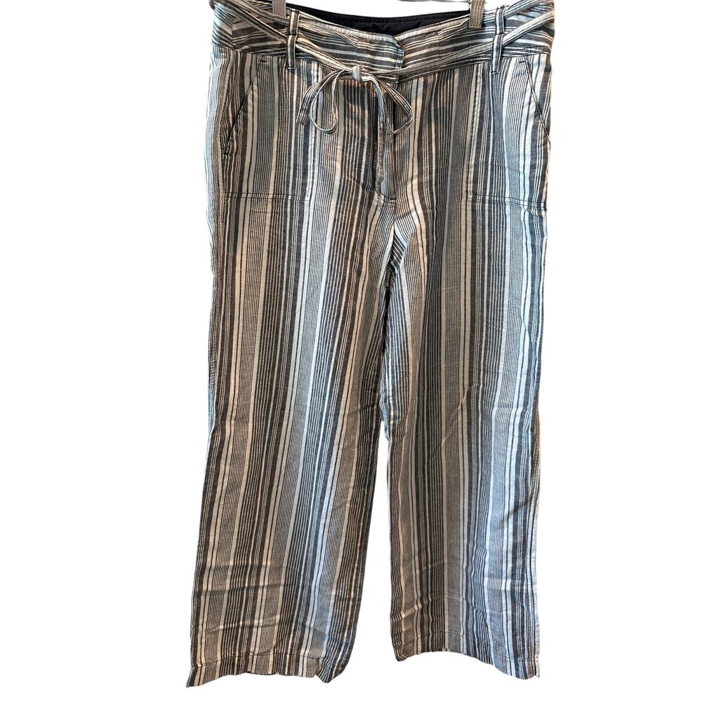 Talbots Women’s Size 14 Linen Blend Striped Wide Leg Pants Resort Coastal Beach